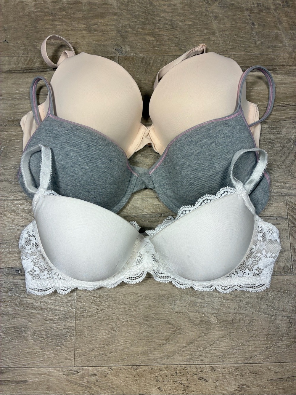 Victoria Secret 3 Underwired T Shirt Bras Lined Demi Wear Everywhere Cotton - Picture 6 of 12
